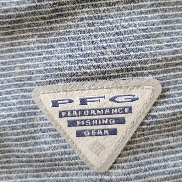 Columbia PFG Pullover Hoodie Shirt ◇LIKE NEW◇ Blue/white Stripes - Picture 3 of 9